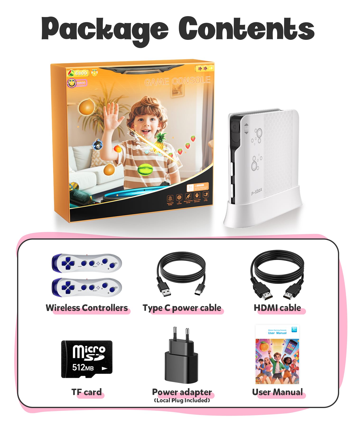 Console di Gioco con Rilevamento del Movimento per Bambini, Sistema di Gioco Plug & Play per TV, Ideale per Attività Fisica in Casa, Serate in Famiglia, Feste e Momenti di Gioco
