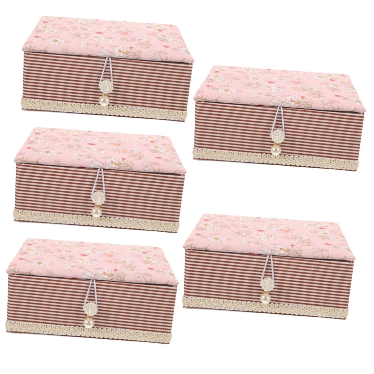 NUOBESTY 5piezas Caja De Costura Portátil Para Almacenar y Accesorios De Costura Organizador De Tela Para Doméstico y Para y Manualidades Diseño Rosa