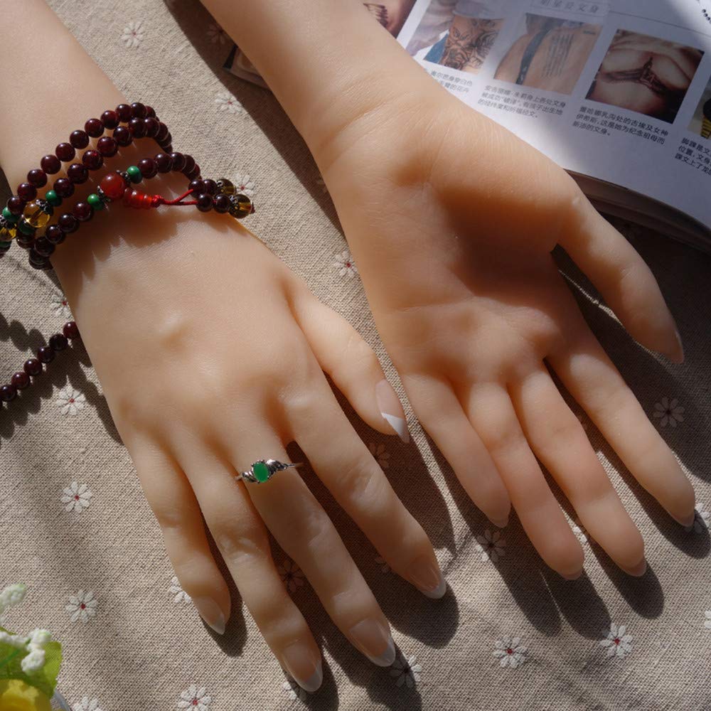 Piedi o Mani in Silicone, Mani morbide per esercitazioni per Nail Art, Modello di Mano in Silicone Manichino Flessibile in Silicone Morbido Realistico per Braccialetto ad Anello e