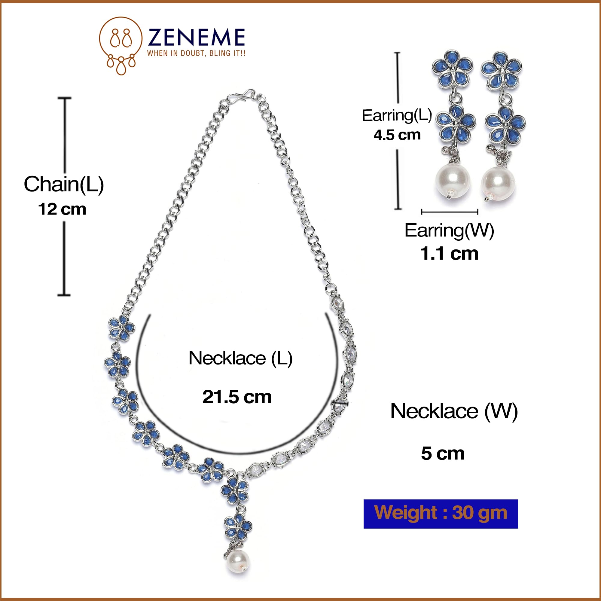 Flower Shape Diamond Necklace Set