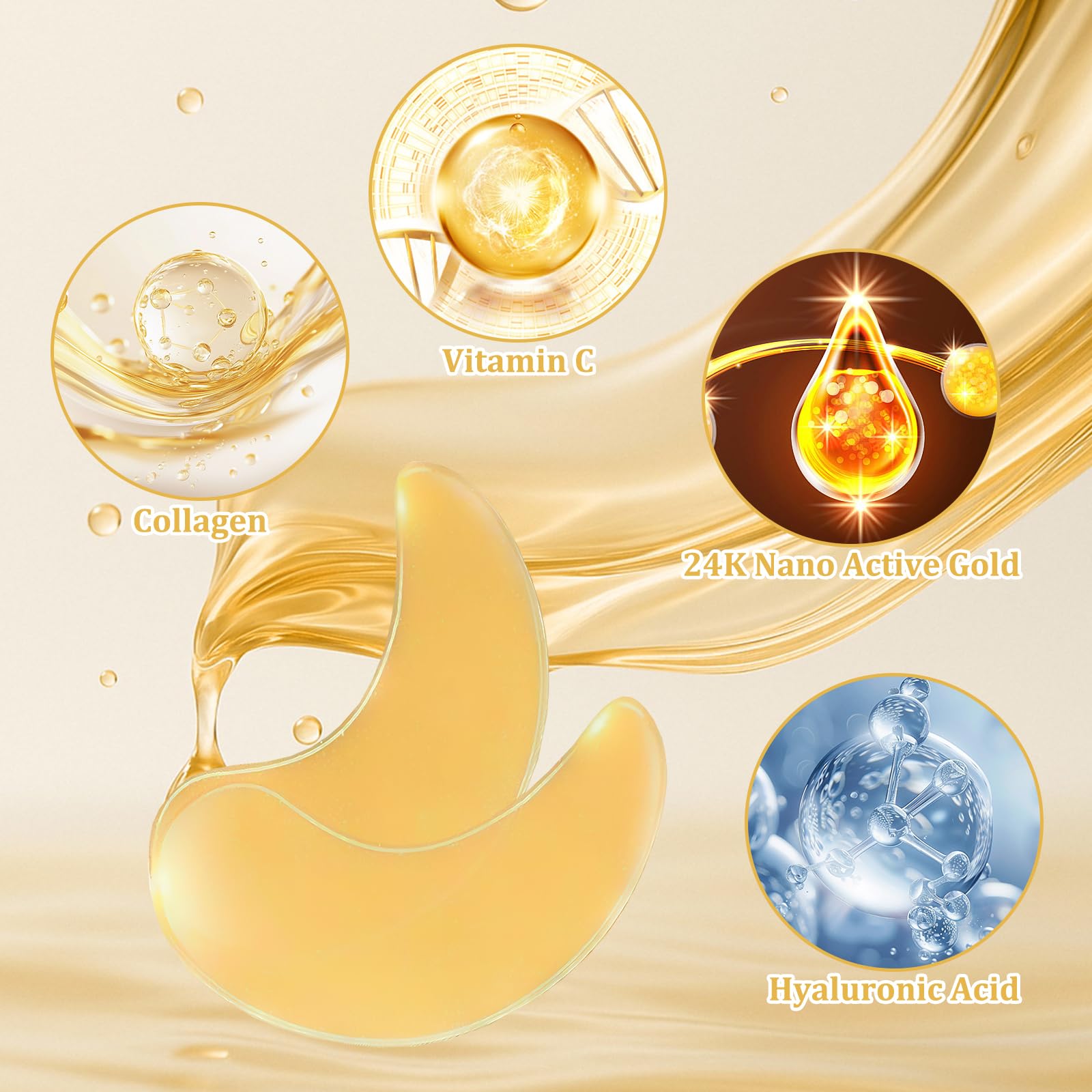 24K Gold Eye Mask 50Pairs Collagen Under Eye Mask Patches,Under Eyes Gel Patches,Eyes Masks Skincare for Remove eye Bags,Puffiness&Wrinkles Anti-Aging,Hydrating&Brightening,eye Gel Pads for Women Men - Image 3