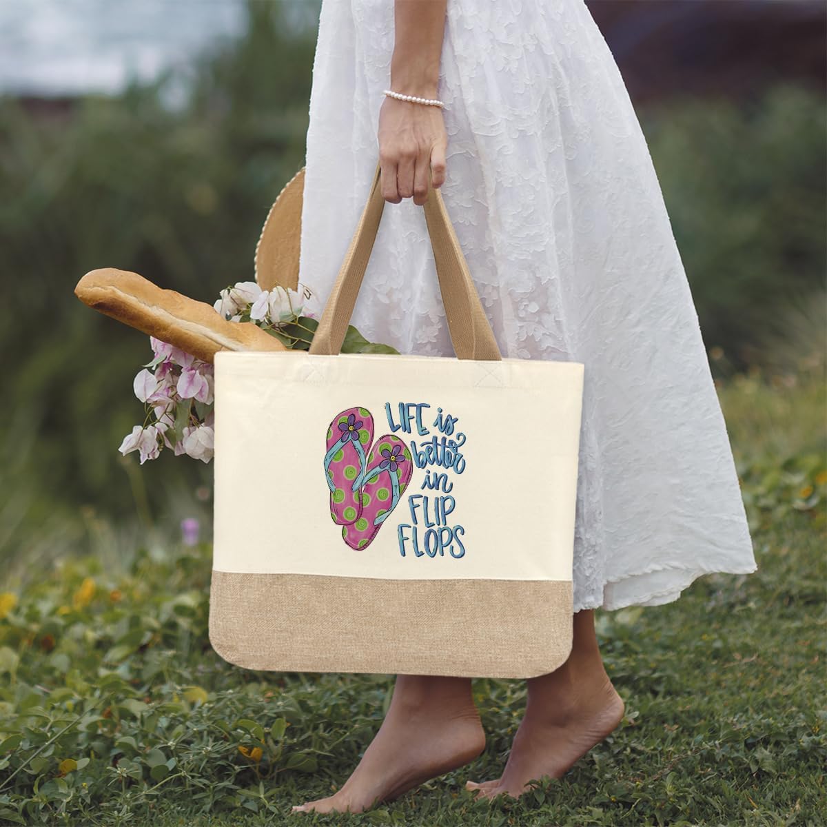 Summer Beach Bag for Women, Large Beach Tote Bag, Gifts for Mom, Reusable Beaches Life Grocery Bags image 3
