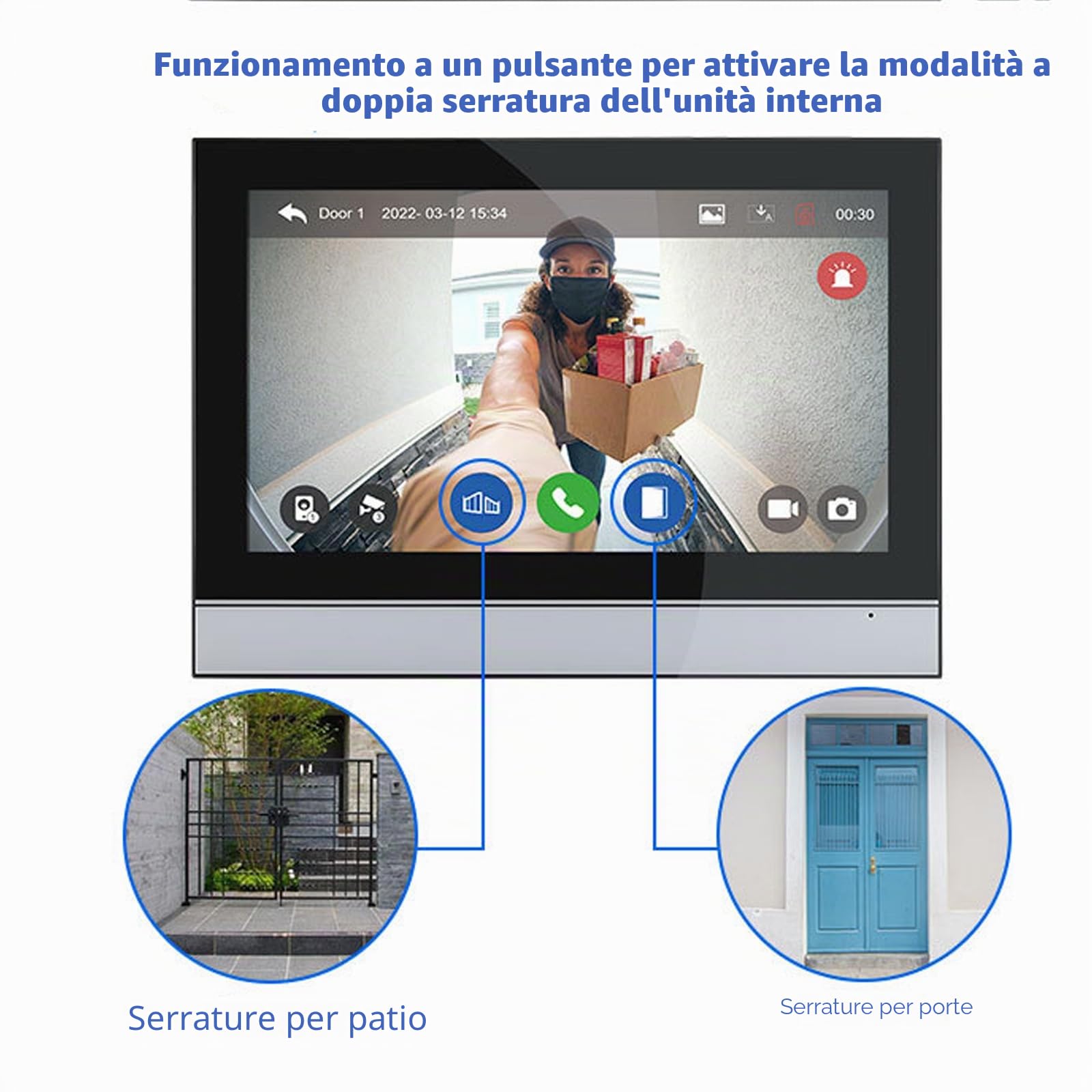 Sistema videocitofonico cablato Tuya WiFi 7 pollici touch screen 1080P campanello intelligente Tuya APP Kit citofono 2 porte sblocco (2 Campanello+2 Monitor)
