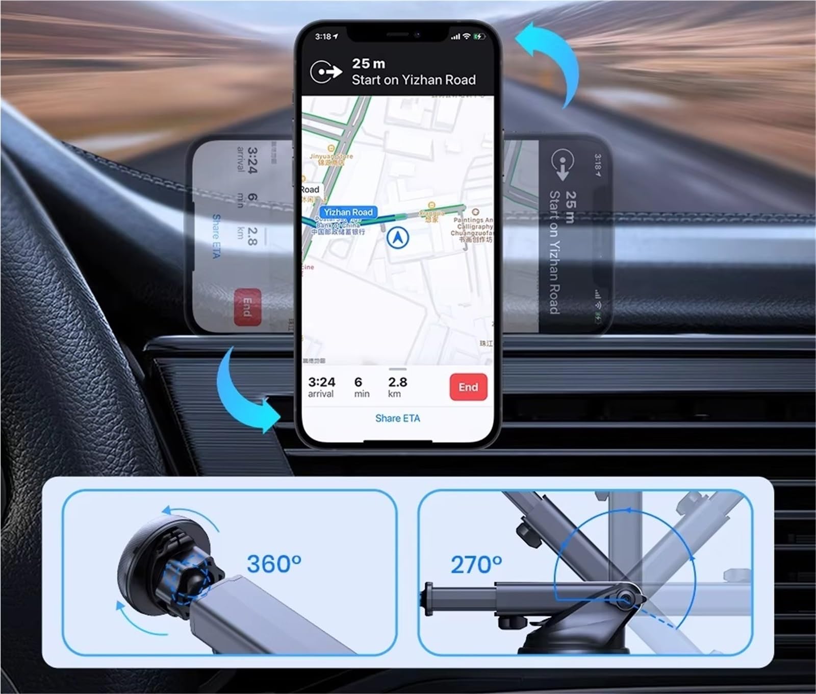 Per Iphone 14 13 12 Universale Magnetico Auto Telefono Supporto Magnetico Smartphone Cellulare Supporto GPS Cellulare In Auto Porta Cellulare Auto