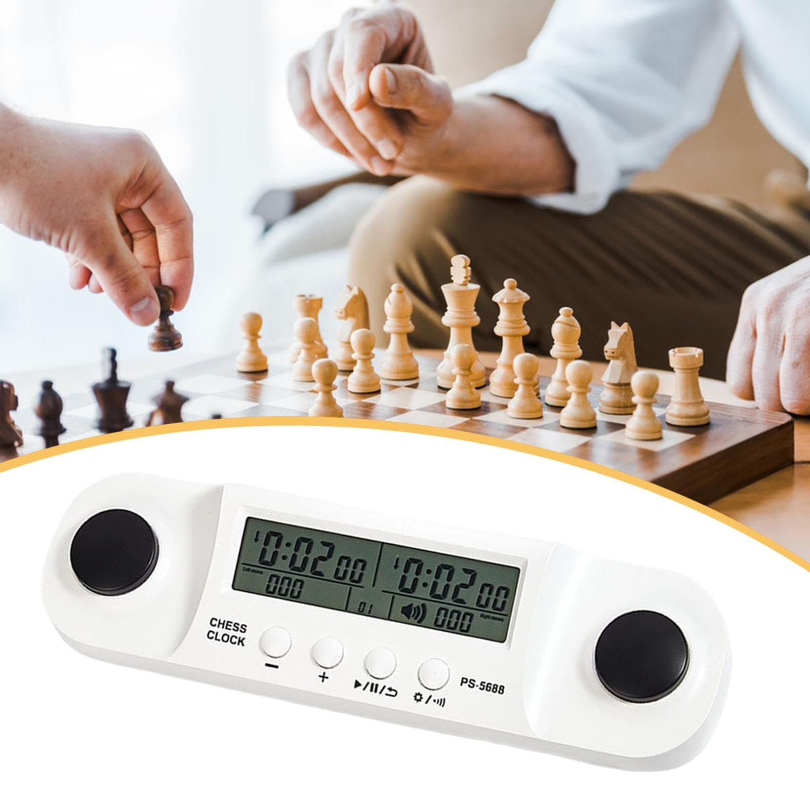 Orologio Scacchi Digitale Timer Portatile Professionale Sveglia Doppio Lato Accessorio Gioco Funzione Memoria Materiale PP Adatto per Competizioni Par, Bianco