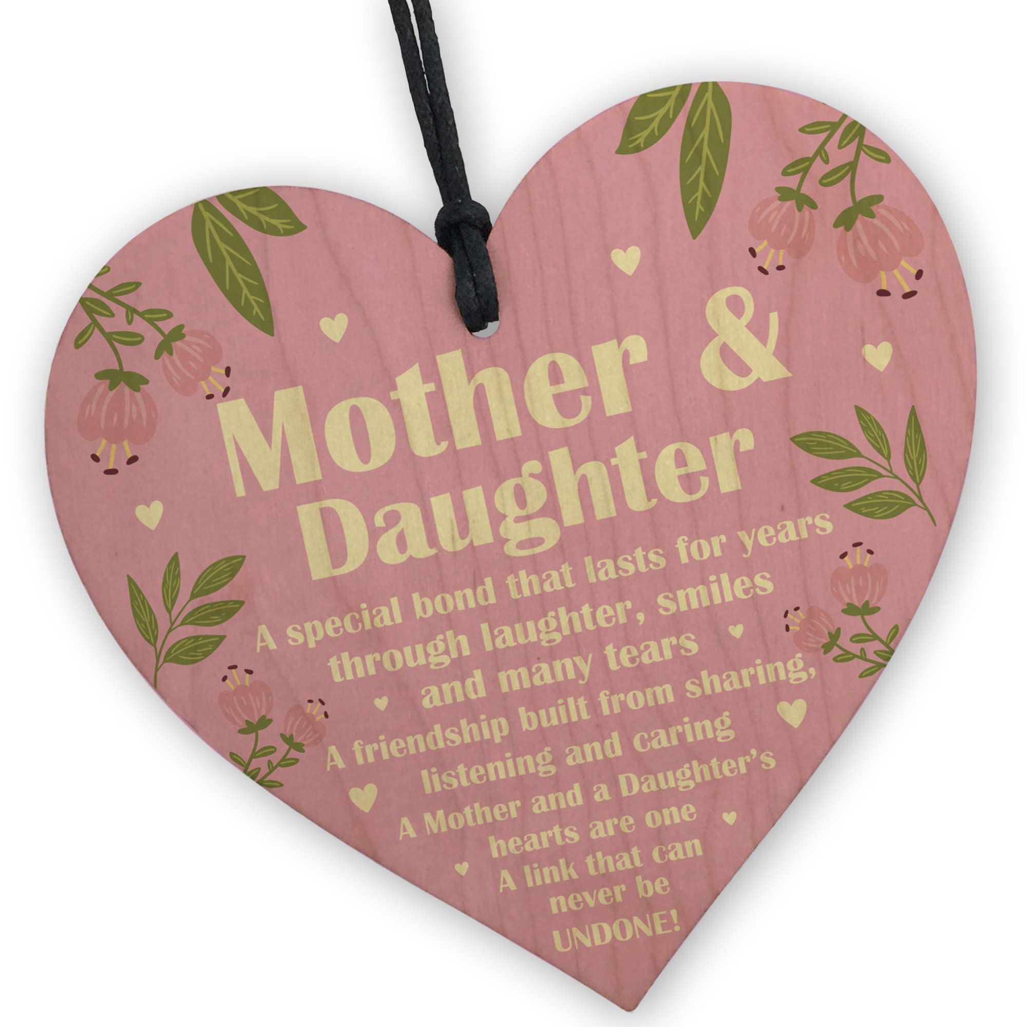 Red Ocean Mother And Daughter Gift Wooden Heart Birthday Mothers Day Gift For Mum Mummy Novelty Plaque Daughter Gifts Birthday Gift For Daughter Mum Birthday Gift Idea