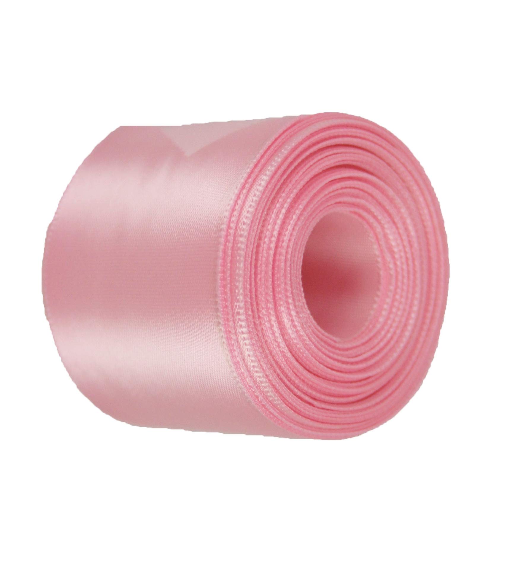 Pink Rolled up 1-1/2" Single FACE Satin Ribbon 100% Polyester Choose Length (1-1/2" X 5 Yards)