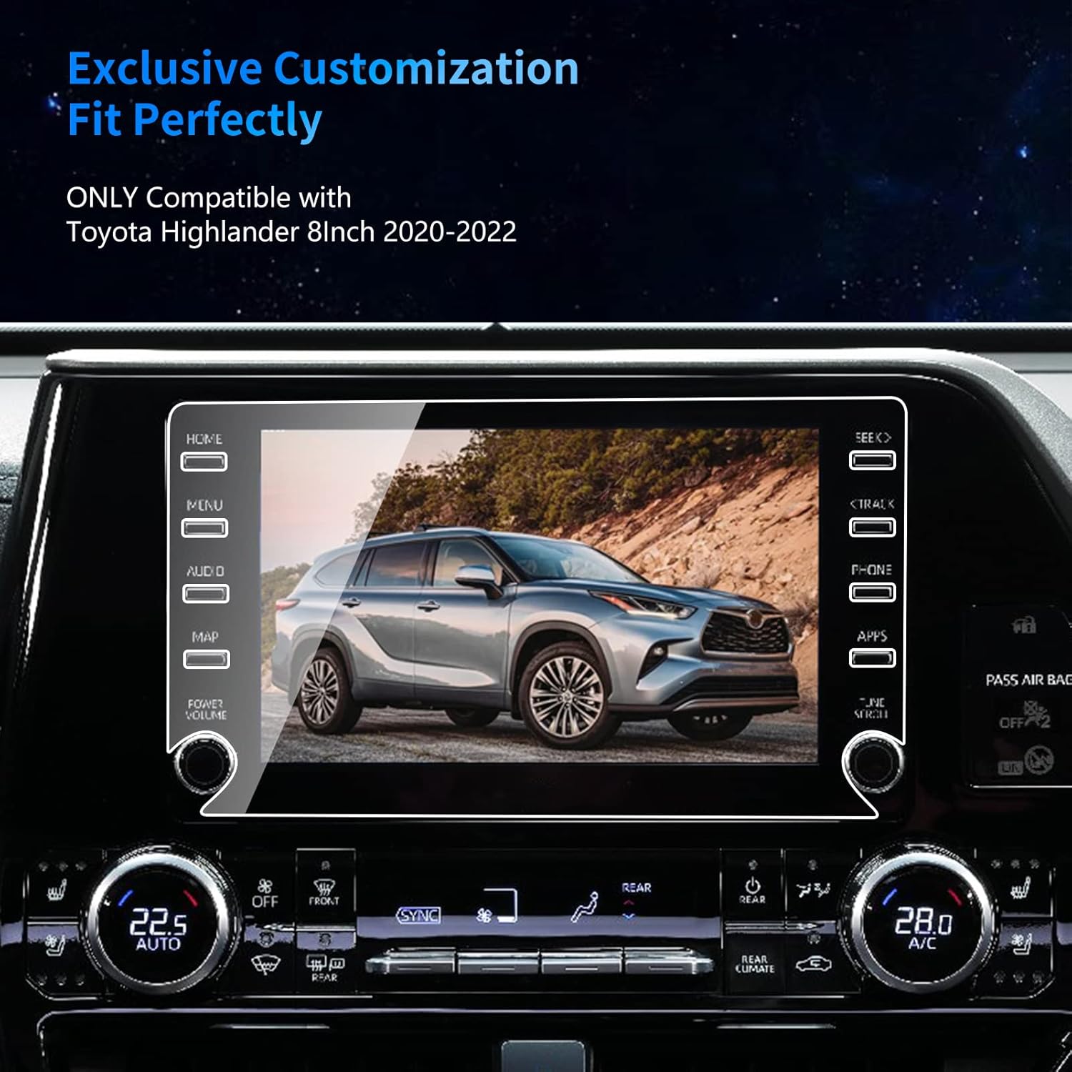 dsdfgh for 2020 2022 toyota highlander screen protector 8 inch lcd touchscreen highlander xsellexlelimited hybrid hd tempered glass protective fil