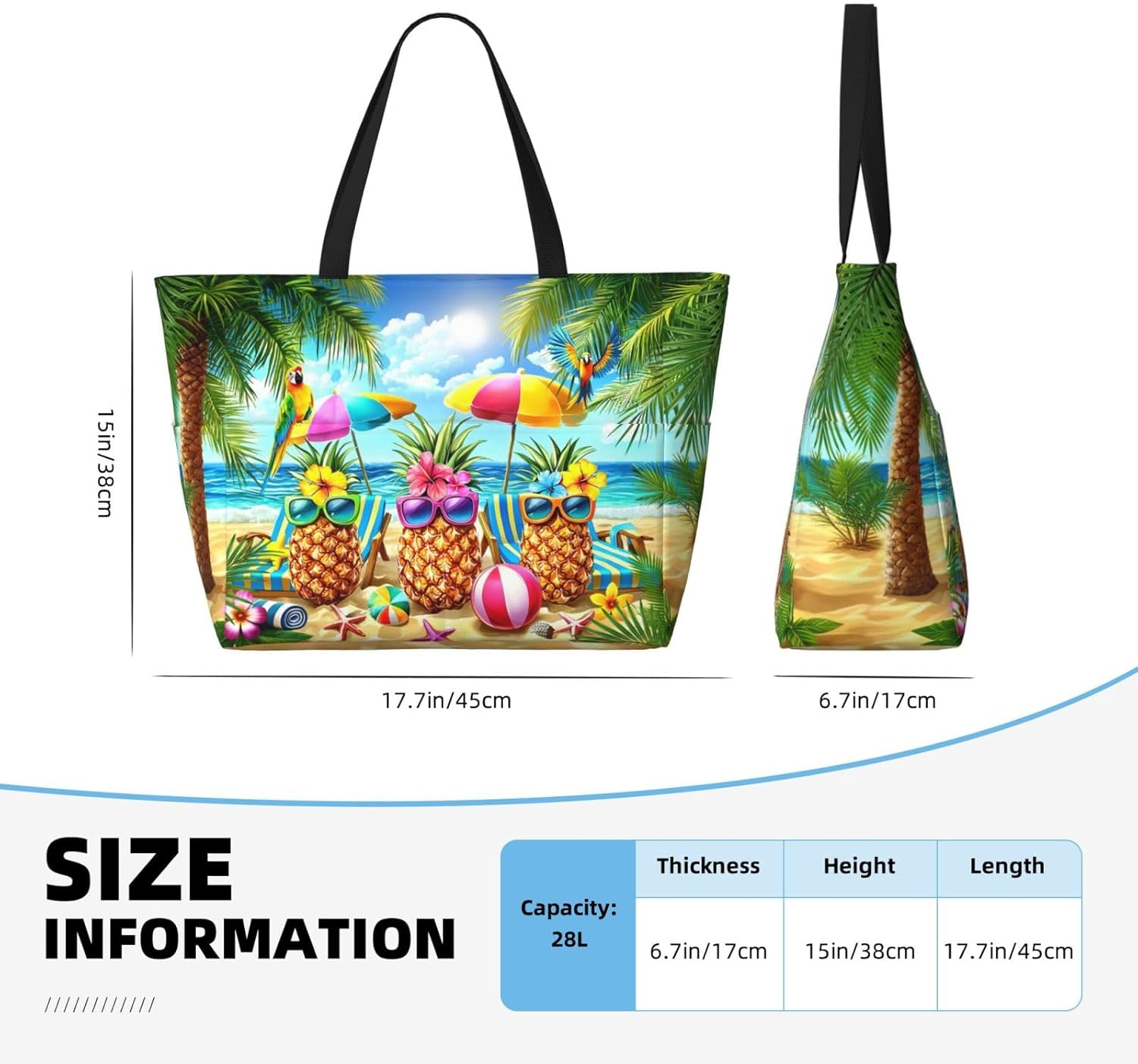 Beach Bags for Women Cute Print Waterproof Sandproof Women Tote Bag with Zipper Colorful Pool Bags for Gym Travel Vocation - Image 5