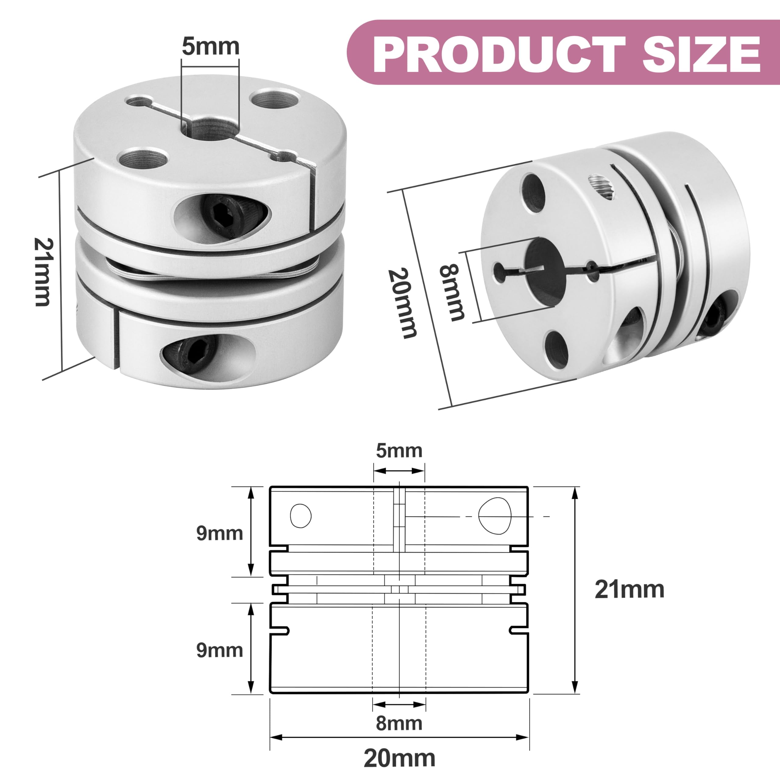 Accouplement D'arbre 5pcs Arbre Flexible, Couplage 6 à 6 Mm En Acier Haute Résistance Connecteur D'arbre Moteur Jeux Vehicule - Auto