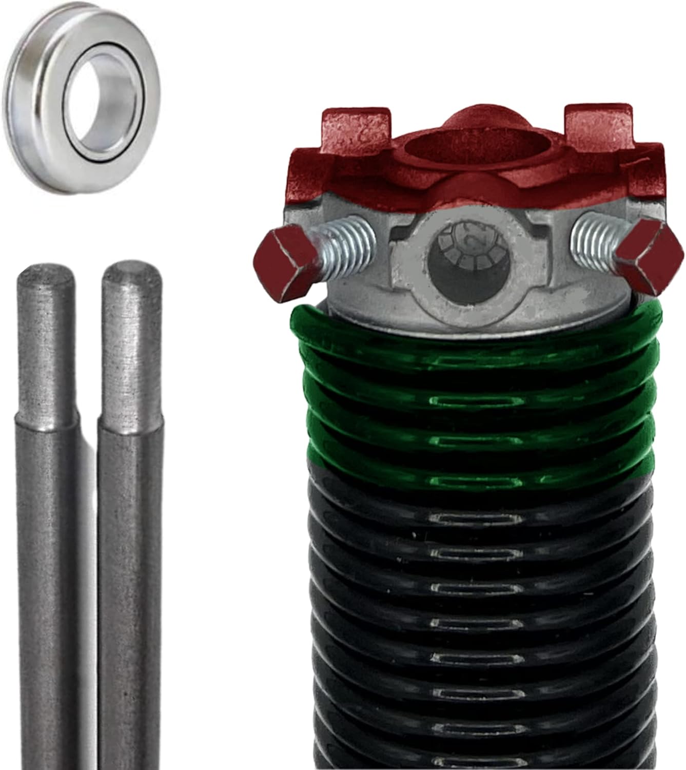 Alcan Garage Door Torsion Spring 243x2x28 Torsion Springs for Garage Door Repair | Right Hand Wound Replacement for Left Side of Garage Door with 1 Steel Bearing and Winding Bars (Red Cone)