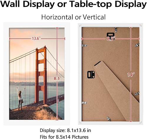 Vista 399 de KINLINK Marco de fotos A4 natural, de madera maciza con plexiglás acrílico para fotos A5 con paspartú o A4 sin paspartú, marco de fotos para mesa