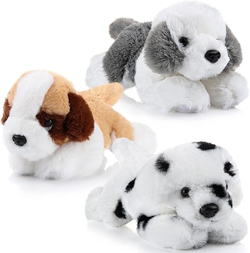 3 piezas de 7.87 pulgadas de peluche para perro, cachorro, almohada suave de felpa para perro, juego de cachorros esponjoso, para niñas y niños,