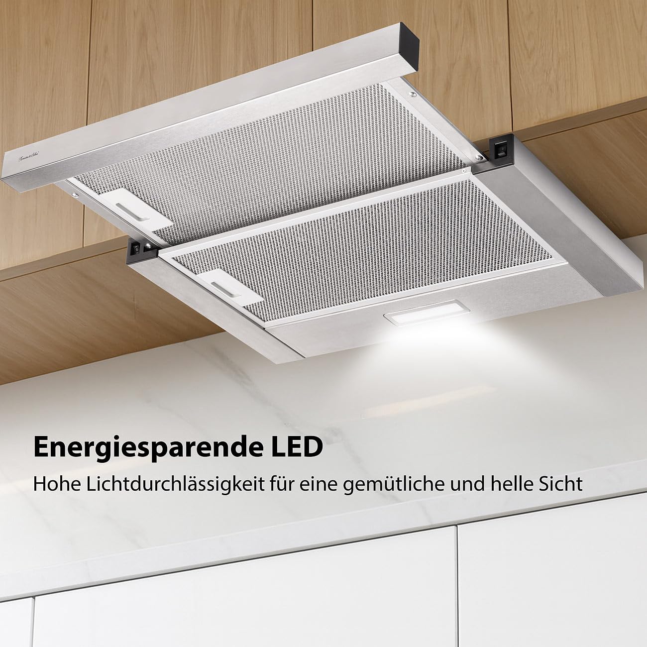 Rosenstein & Söhne Abzugshaube Flachschirm-Dunstabzugshaube Umluft 350m³/Std. silber