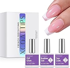btartboxnails Nail Tips Builder Gel Set - 15ml Nail Tip Builder Gel 15ml Top Coat with Gel Nail Glue for French Tip Gel Nails 30+Days Long Lasting
