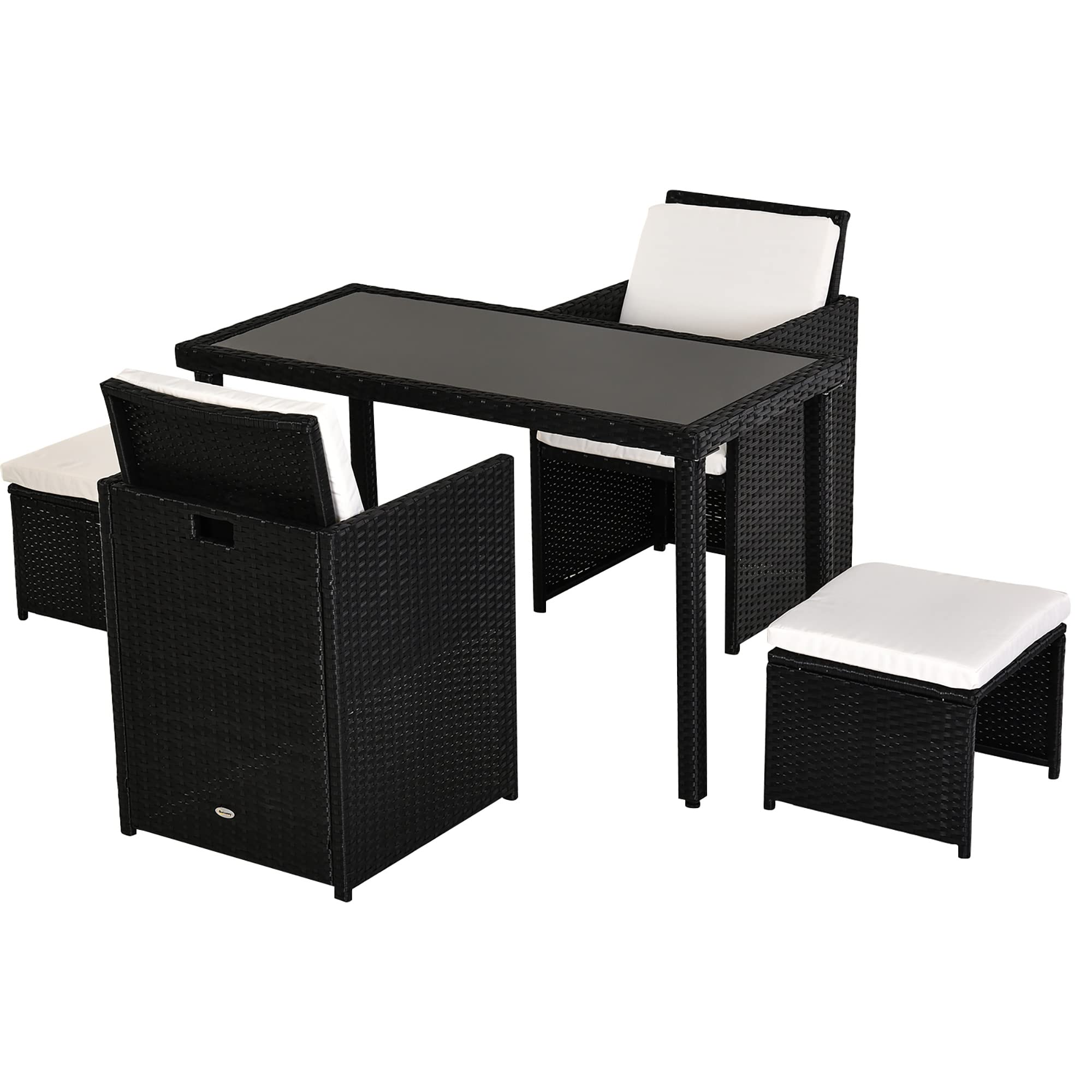 Outsunny Polyrattan Sitzgruppe Essgruppe Gartenset Garnitur 11 tlg. mit Kissen Schwarz