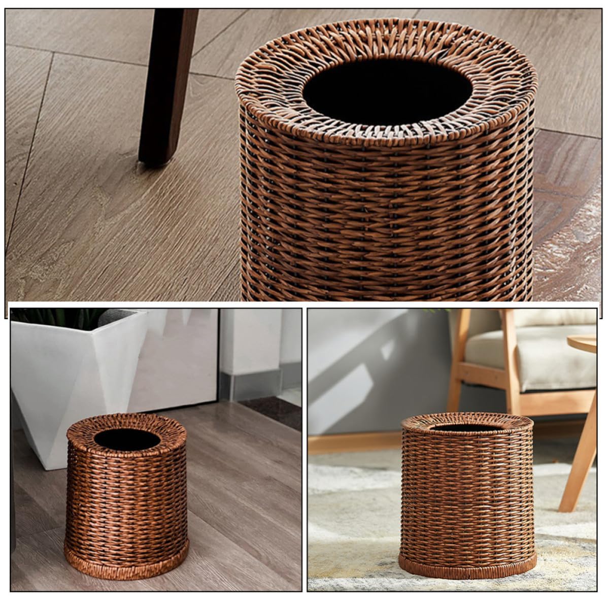 CALLARON Mülleimer Großer Abfallkorb Retro mit 12l Fassungsvermögen aus Pp und Eisen im Vintage Stil Leicht zu Reinigen für Wohnzimmer und Zuhause