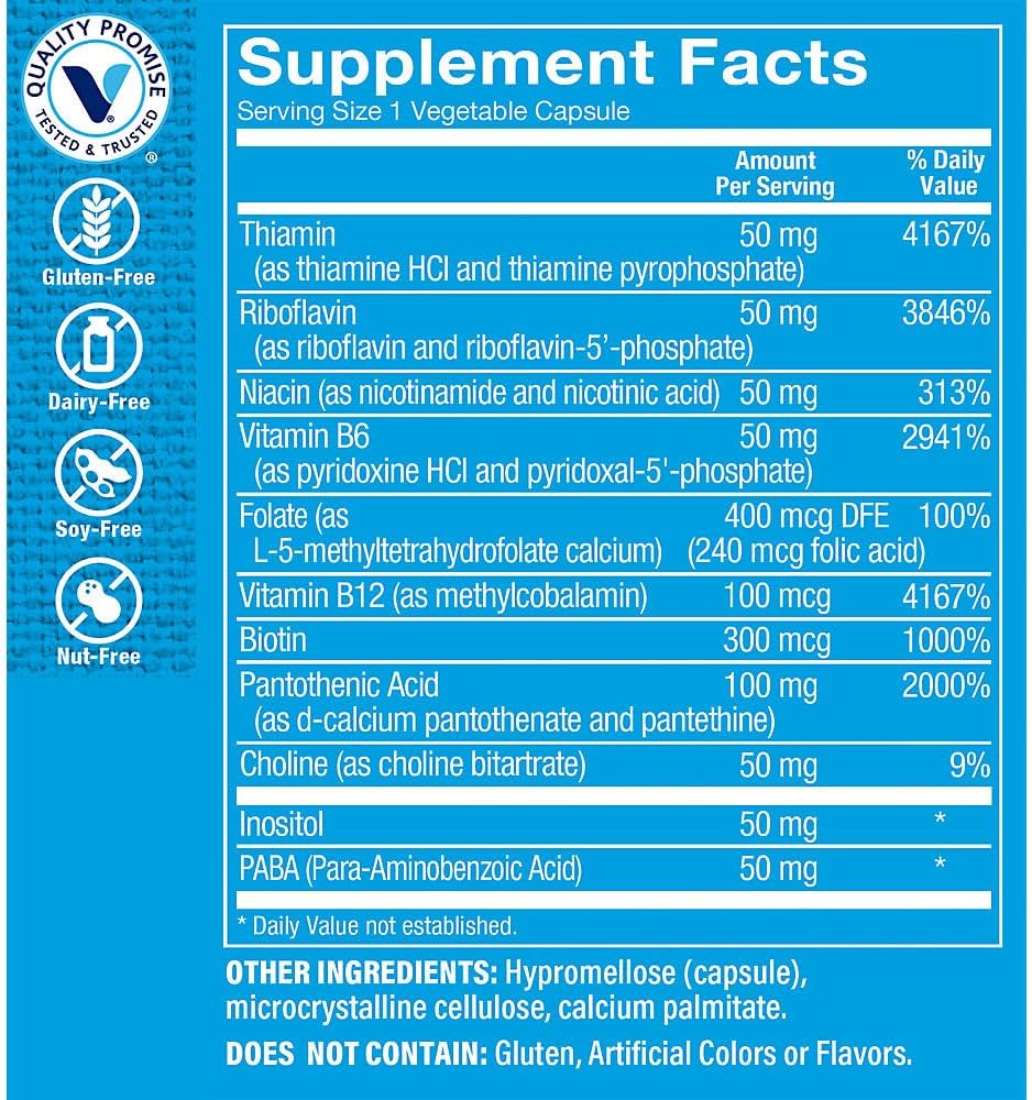 The Vitamin Shoppe Co-Enzyme B-Complex - Activated B Vitamins | Energy & Stress Support | 100 Vegetable Capsules | Methylated Forms