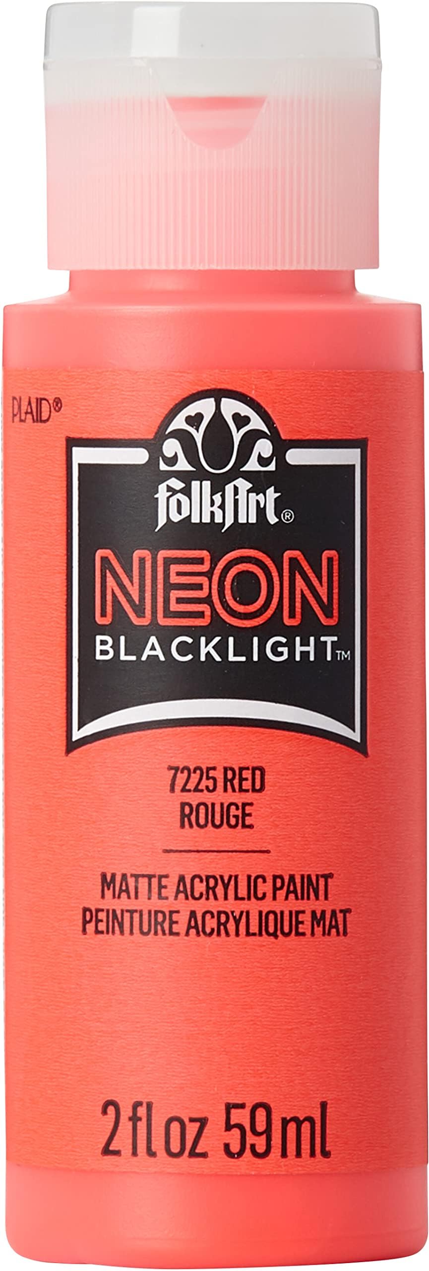 FolkArt Neon Blacklight Acrylic Paint, 2 oz., Red