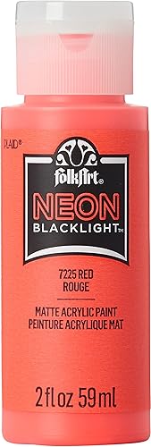 FolkArt Pintura acrílica de luz negra neón 2 onzas rojo