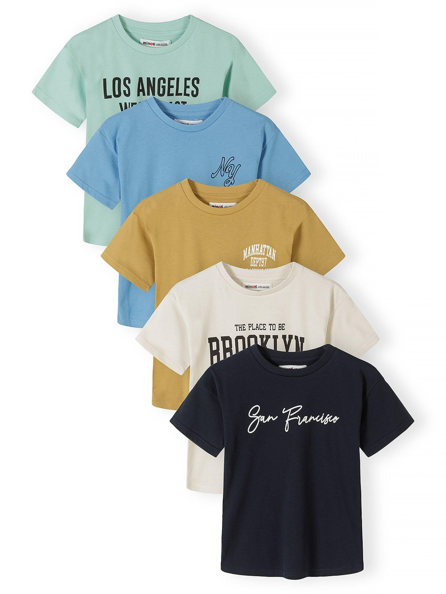 Minoti Jungen T-Shirt 5er Pack 100% Baumwolle Kinder T-Shirts Set