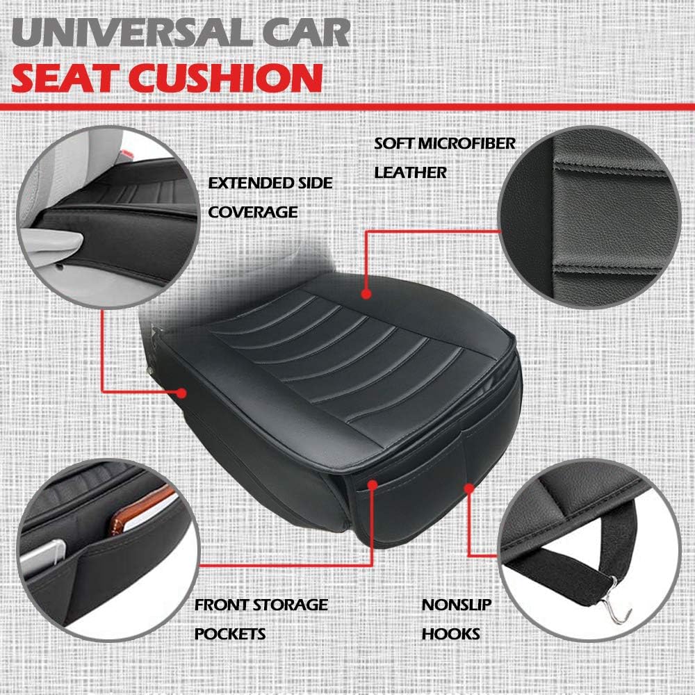 Car Seat Covers 2 Pack, Edge Wrapping Car Front Seat Covers Pad Mat for Auto Supplies Office Chair with PU Leather (Black) : Health & Household