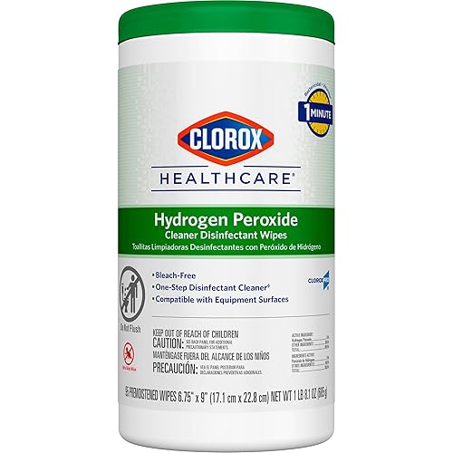 Clorox Healthcare Hydrogen Peroxide Cleaner Disinfectant Wipes, 6.75" x 9",