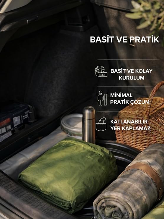 Beylini Paraşüt Kamp Hamağı 140 KG Kapasite Çantalı Su İtici Kumaş Katlanır Taşınabilir Bahçe Piknik Hamak (Yeşil)