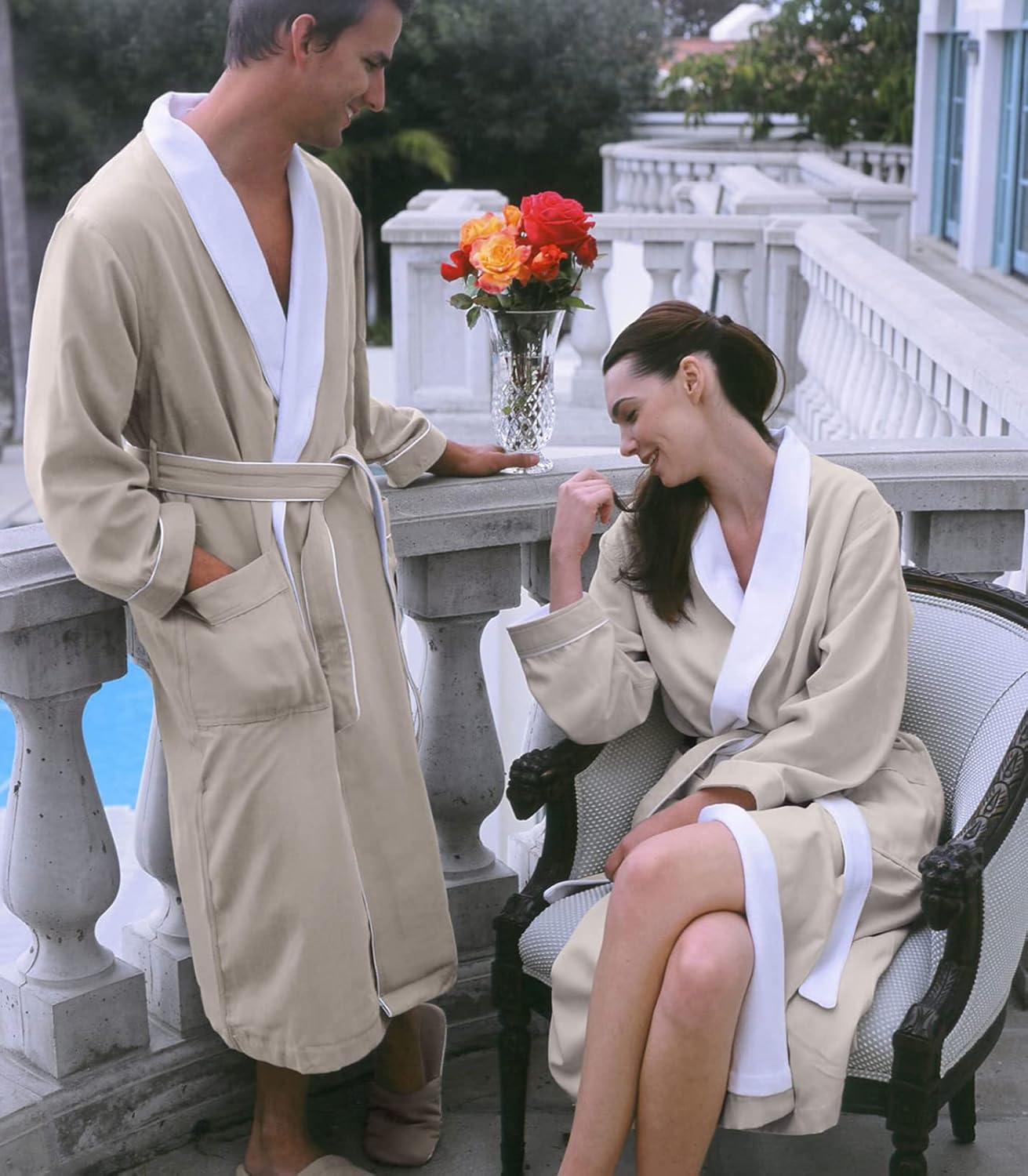 Plush Necessities Luxury Spa Robe - Microfiber with Cotton Terry Lining