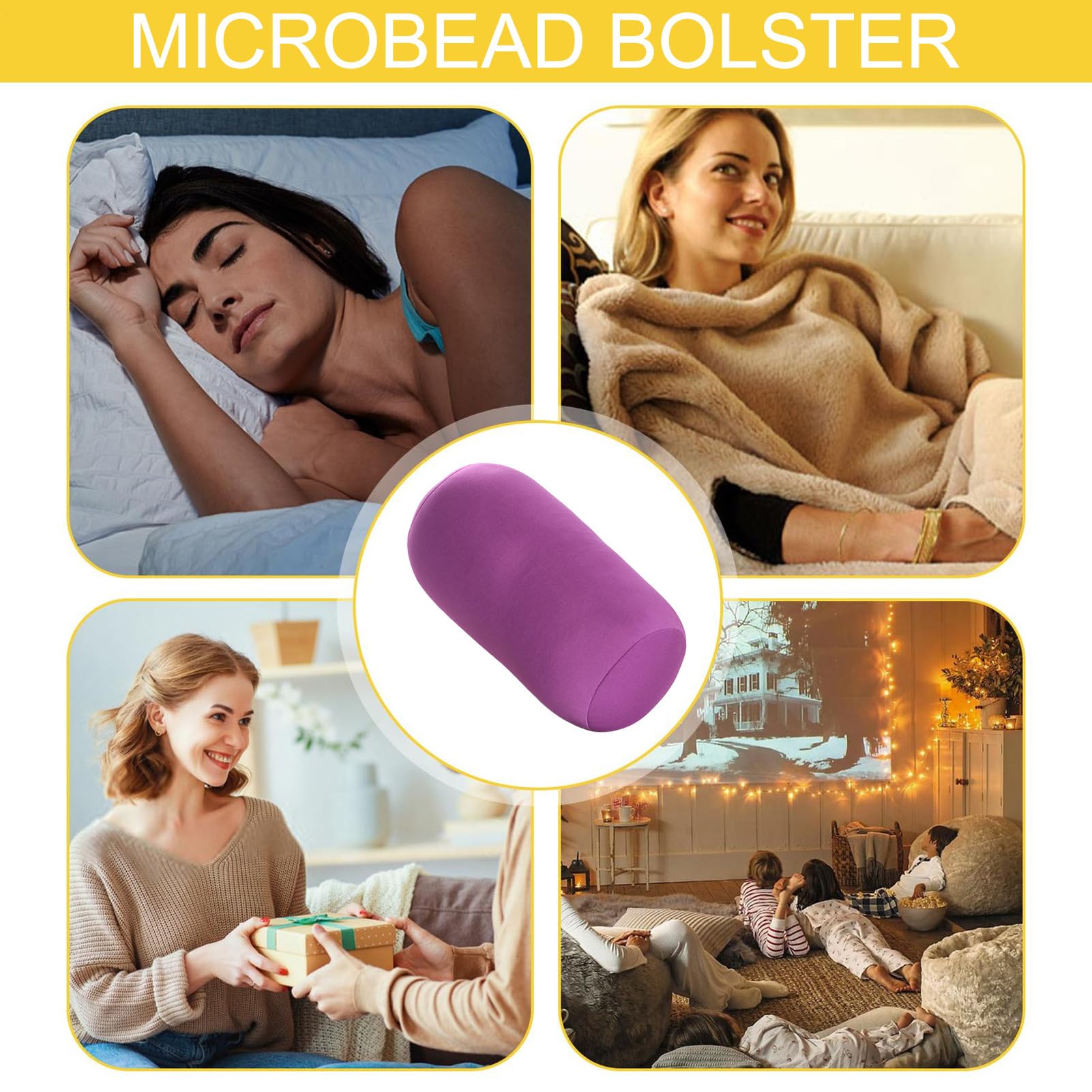 Almohada de microcuentas | Almohada de microcuentas de Tubo para Apoyo del Cuello | Cojín de Espalda para Yoga, relajación en la Cama