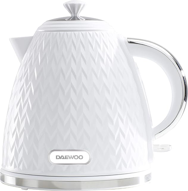 Daewoo SDA1780 Argyle 1.7L Plastic Kettle Removable & Washable Limescale Filter, Lid Opening, Auto/Manual Switch Off Options 3KW Concealed Heating Element White