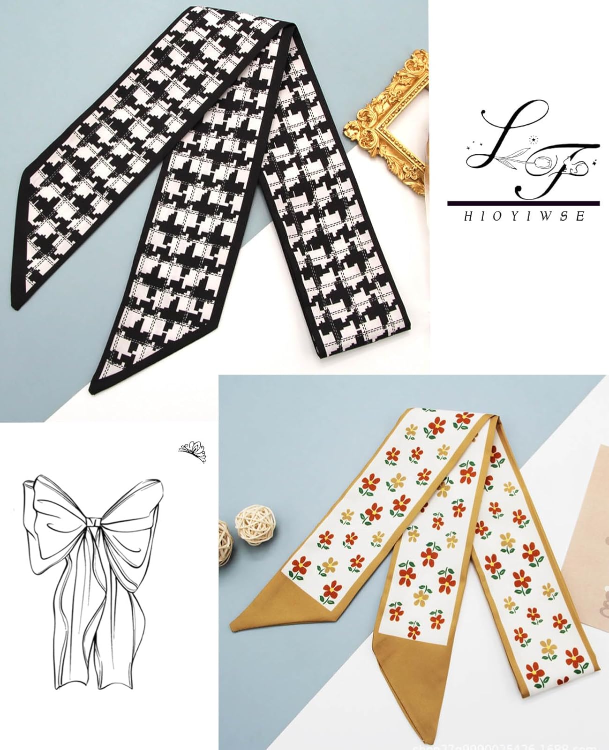 Purse Scarf Handbags For Women Skinny Hair Neck Accessories Scarves With Bag Scarfs Handle Fashion Lightweight - Image 2