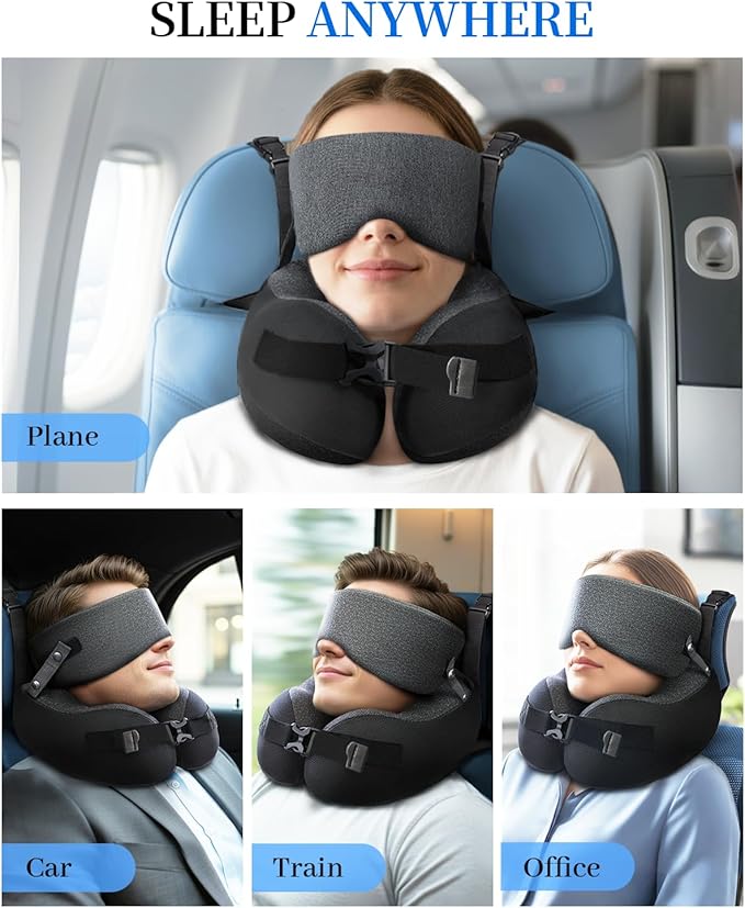 Almohada de Viaje Memory Foam con Funda y Mascarilla miniatura 7