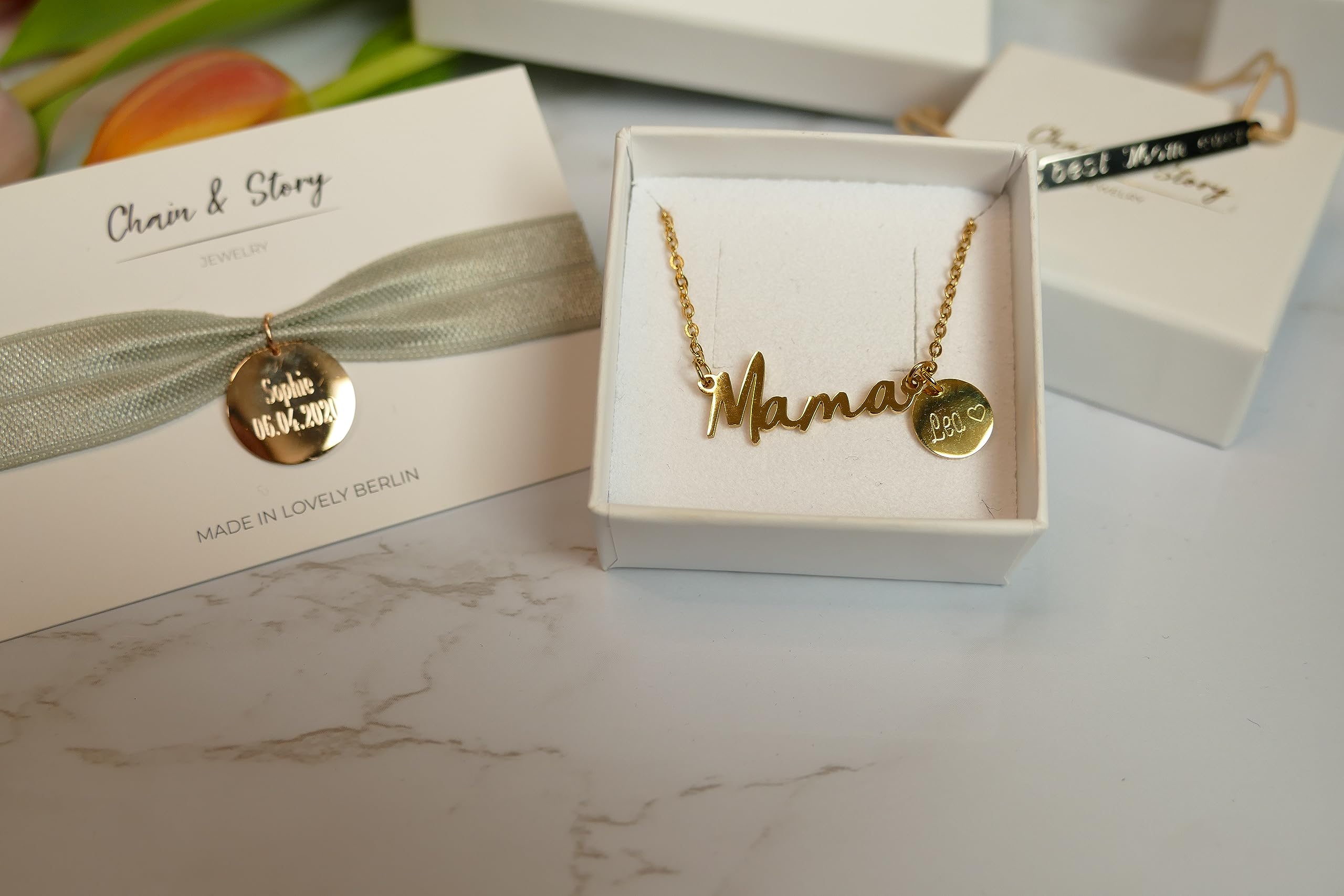 MAEVA – Mama Armband mit Namen Gravur | Personalisiertes Geschenk | Persönlicher Schmuck | Farben Silber Gold Roségold | Geschenkidee zur Geburt Muttertag