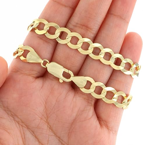 Miniatura 8 de Nuragold Collar de cadena de eslabones cubanos sólidos de oro amarillo de 10 quilates de 0.315 in, joyería para hombre de 18, 20, 22, 24, 26, 28, 30