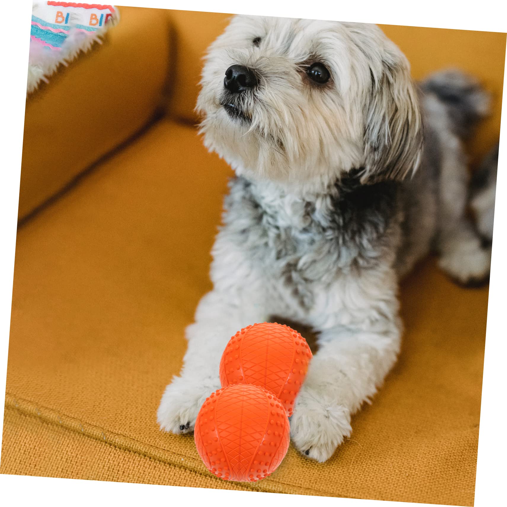 ORFOFE 4stücke Hundeball Spielzeug für Kleine und Mittelgroße Hunde Apportierball aus Robustem Gummimaterial Bissfest und Abriebfest Geeignet für Drinnen und Draußen