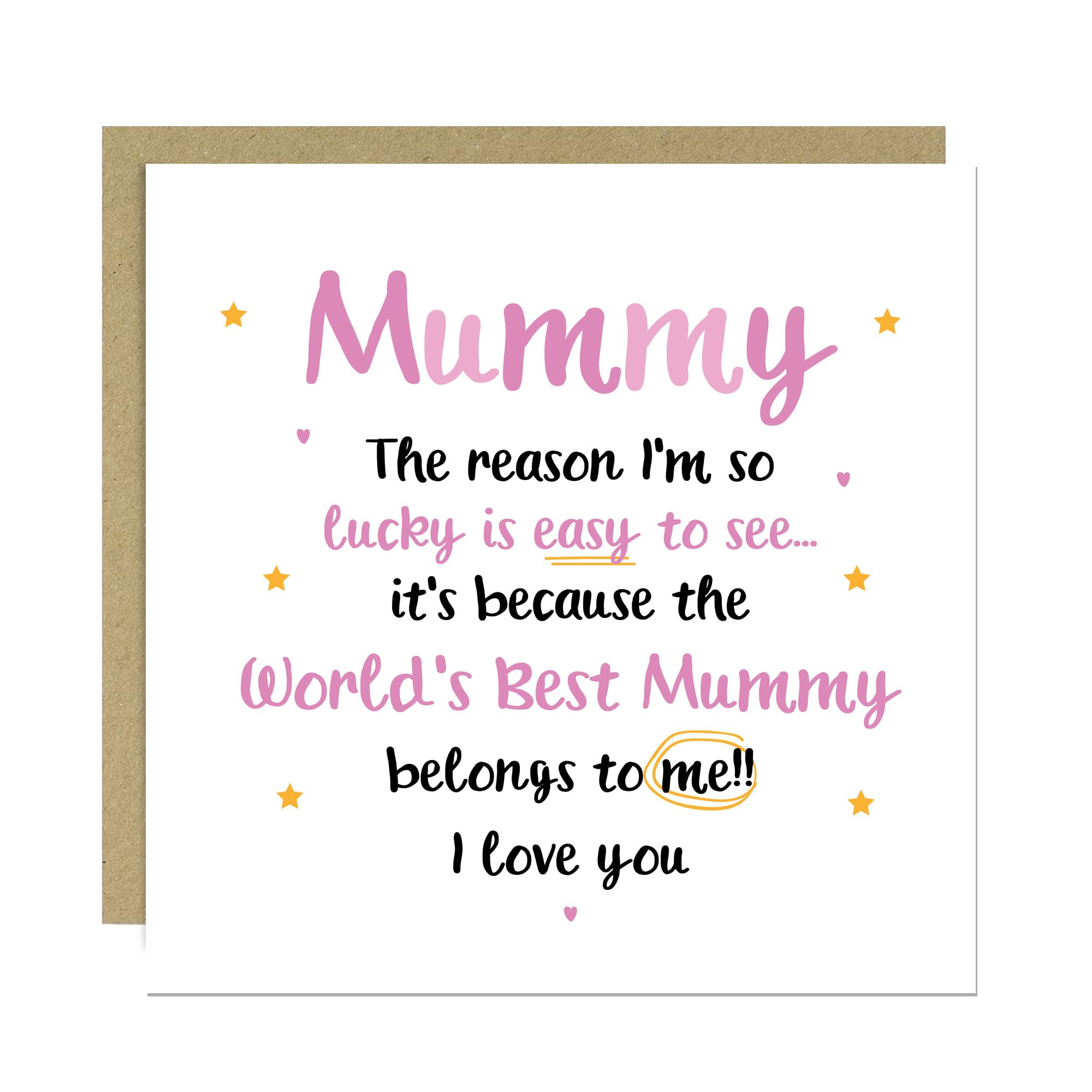 RED OCEAN Birthday Card For Mummy BEST MUMMY Card From Daughter Son Birthday With Envelope Thank You For Mum Love You