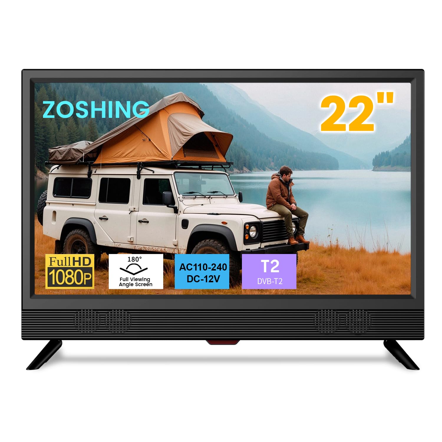TV 22 inch IPS HD 1080P Screen,Small tv with Freeview Receiver,12 volt TV Built Digital T2 Tuner,USB,HDMI/RCA/VGA inputs,Suitable for Bedroom Caravan-image-43