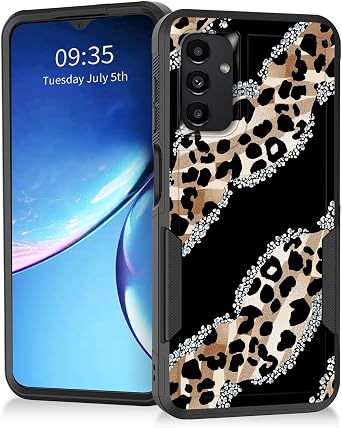 for Galaxy A13 5G Case,Heavy Duty Dual Layer Hybrid Hard PC Soft Rubber Shockproof Protective Rugged Bumper Case for Samsung Galaxy A13 5G,Cute Leopard Pattern