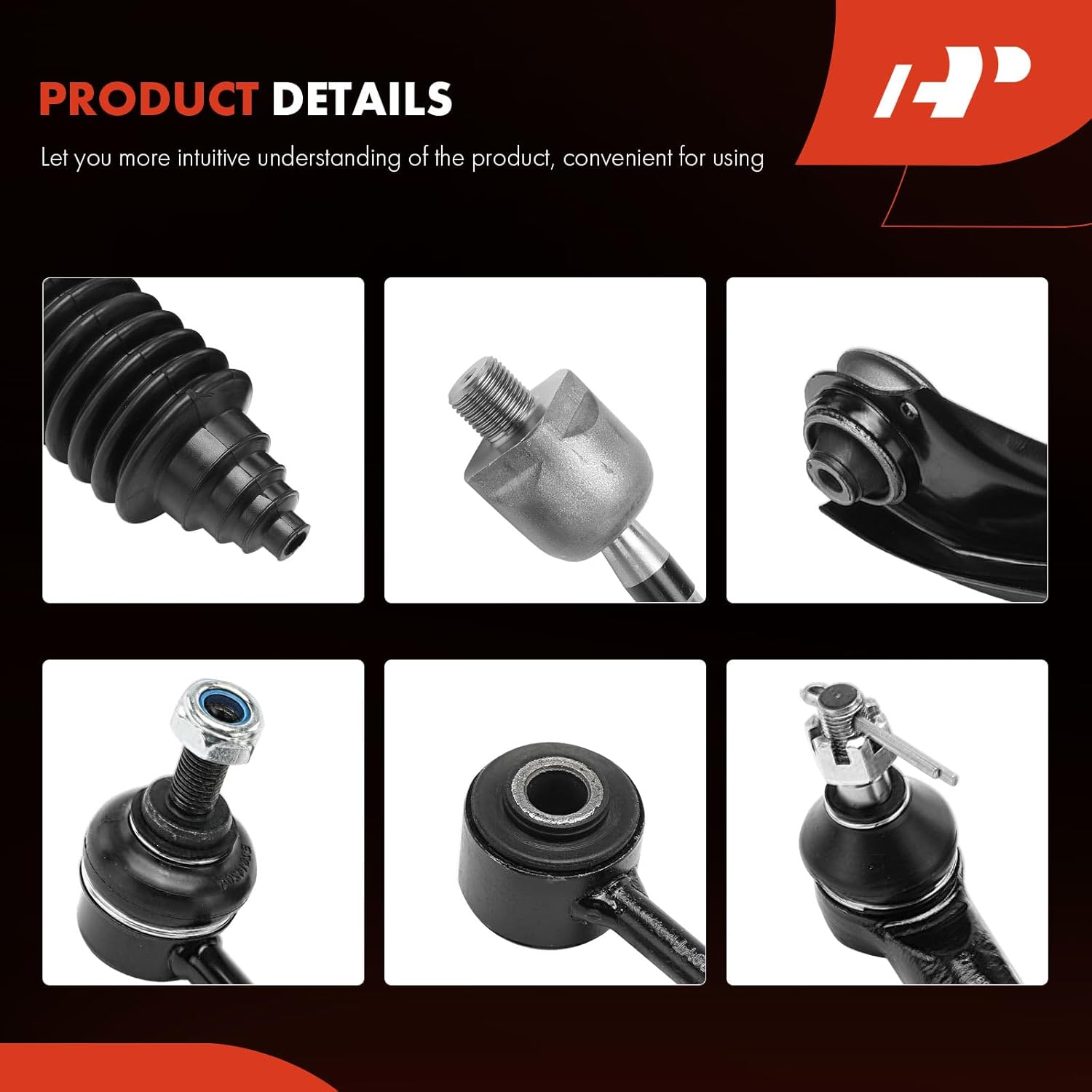 A-Premium Set of 12, Front Upper Control Arm, Inner & Outer Tie Rod End, Front & Rear Sway Bar Link, Compatible with Ford Fusion 2006-2009, Lincoln MKZ 2007-2009, Zephyr 2006, Mercury Milan 2006-2009