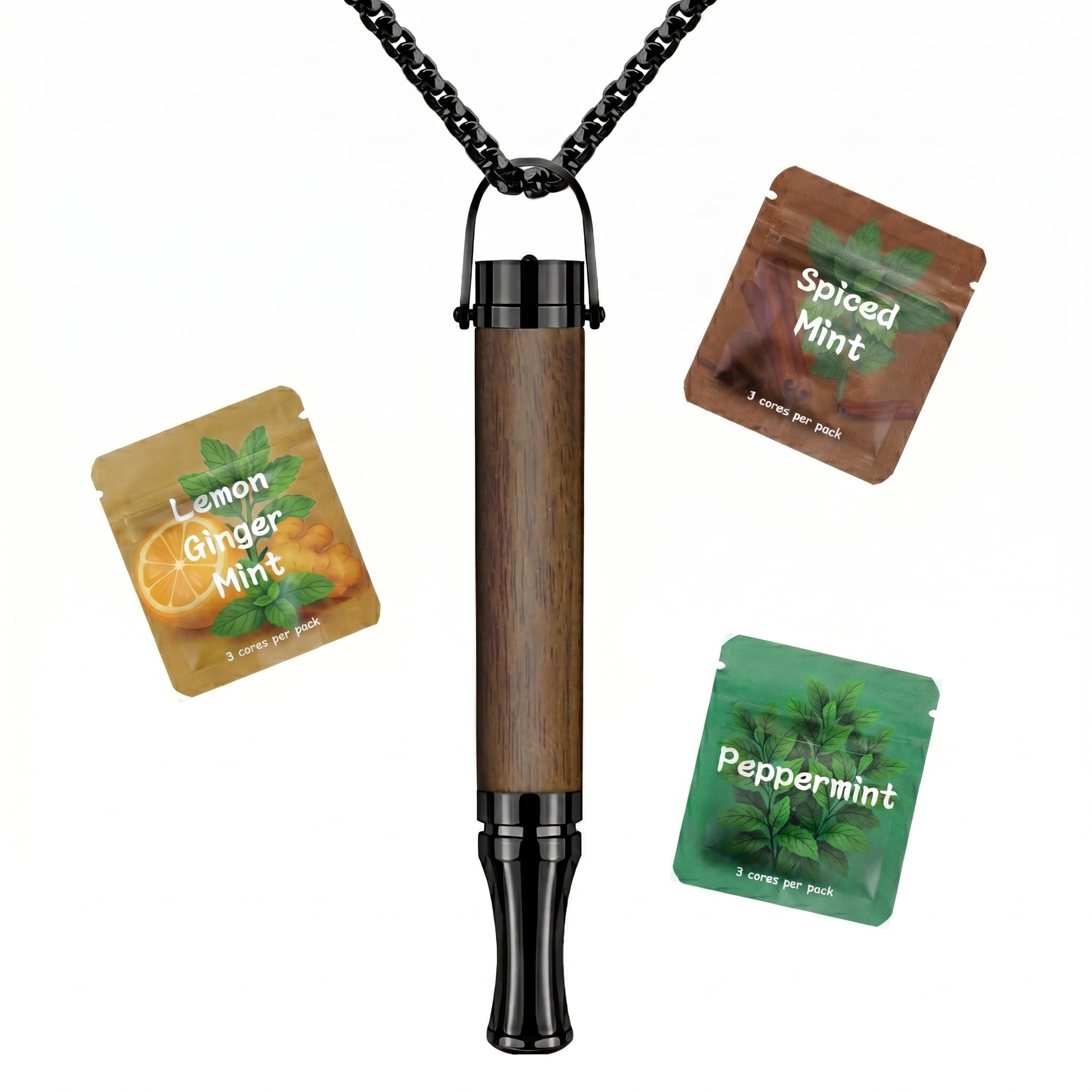 Collier de Respiration, Kit Inhalateur Aromathérapie, Réglable Résistance Portatif, Réutilisable,d'Entraînement à la Respiration Profonde pour Apaisement et Concentration