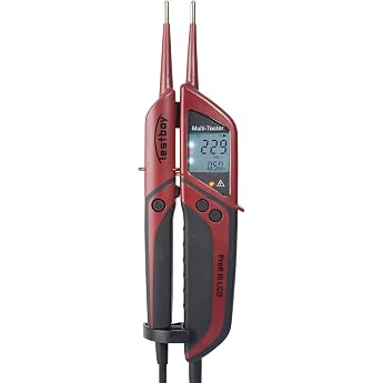 Testboy Profi III LCD Two-Pole Voltage Tester CAT IV 1000 V with FI Test Large Illuminated LCD One-Hand Operation Test without Finger Contact Red/Black