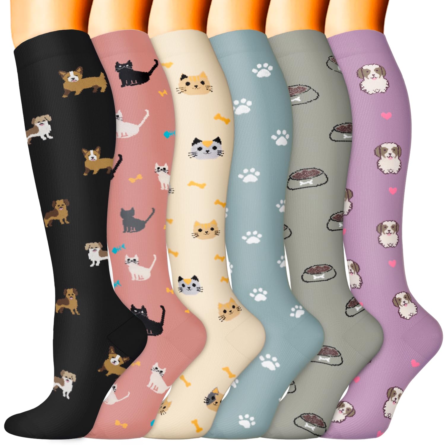 Sooverki Compression Socks for Women &amp; Men 6 Pairs is Best Supportive Knee High Stockings for Circulation, Travel, Nurses