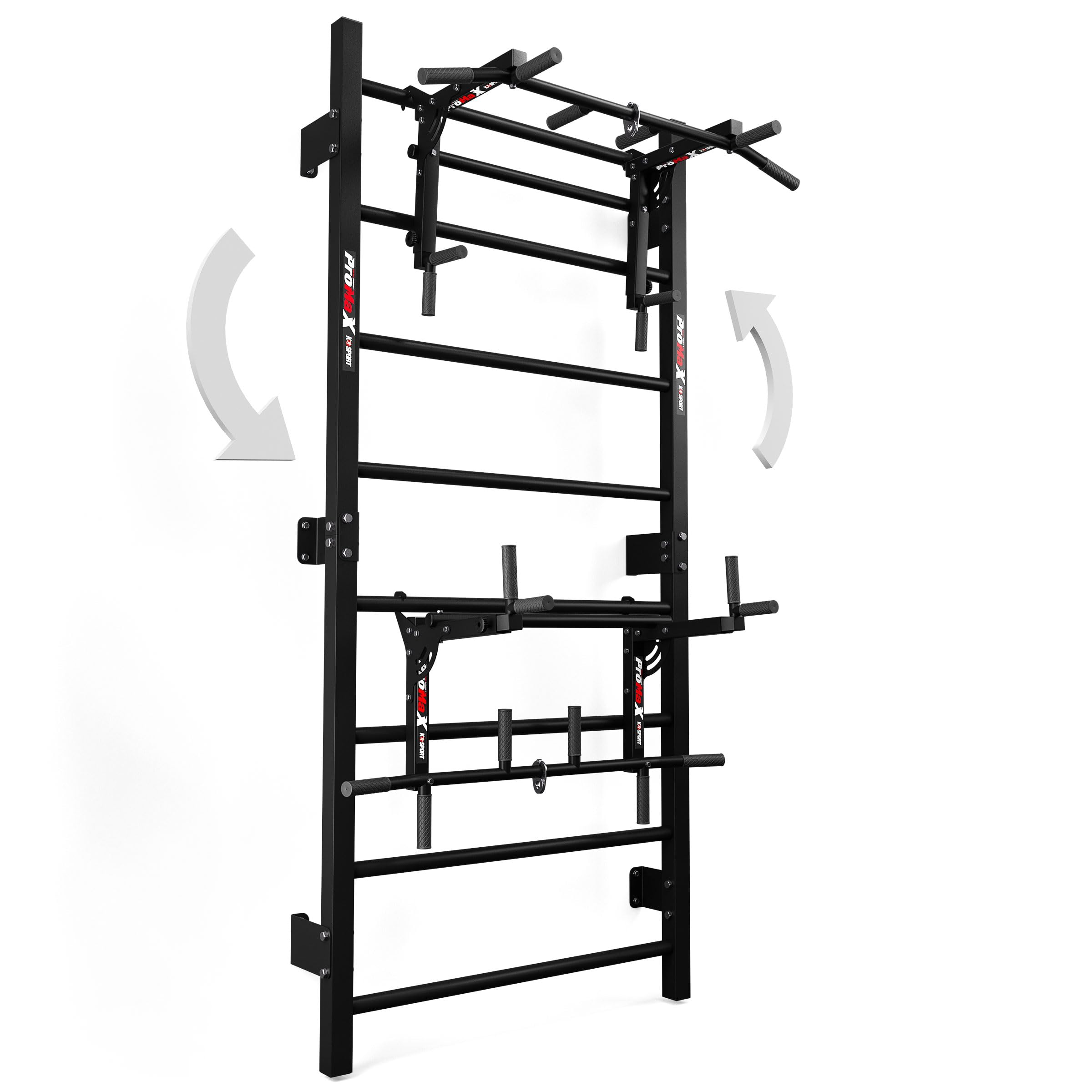 K-Sport: Set da allenamento, parete con Dip Station e barra per trazioni, stazione di potenza con barra pull-up, asta per allenamenti intensi, con e-book (lingua italiana non garantita)