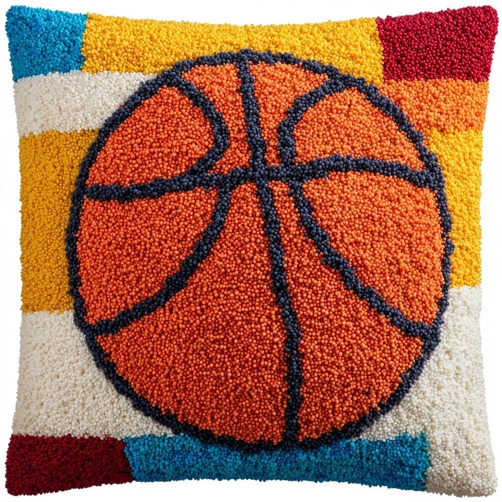 Henypt Latch Hook Pillow Case Kits, Basketball
