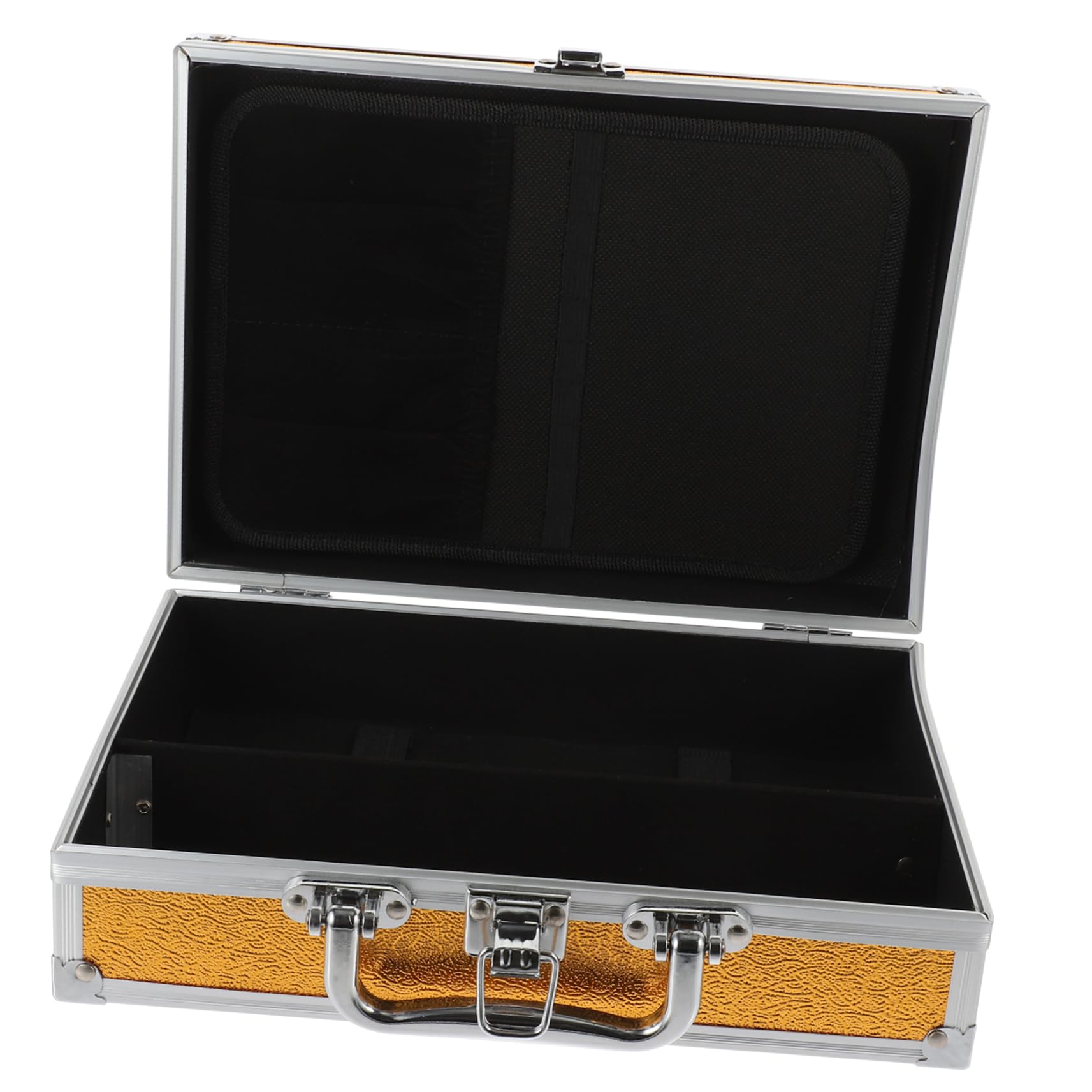 ELBME Aluminum Alloy Instrument Storage Box, Small Briefcase Carrying Case for Men, Hard Case Tool Chest, Metal Suitcase, Travel Right Angle Makeup Box-image-22