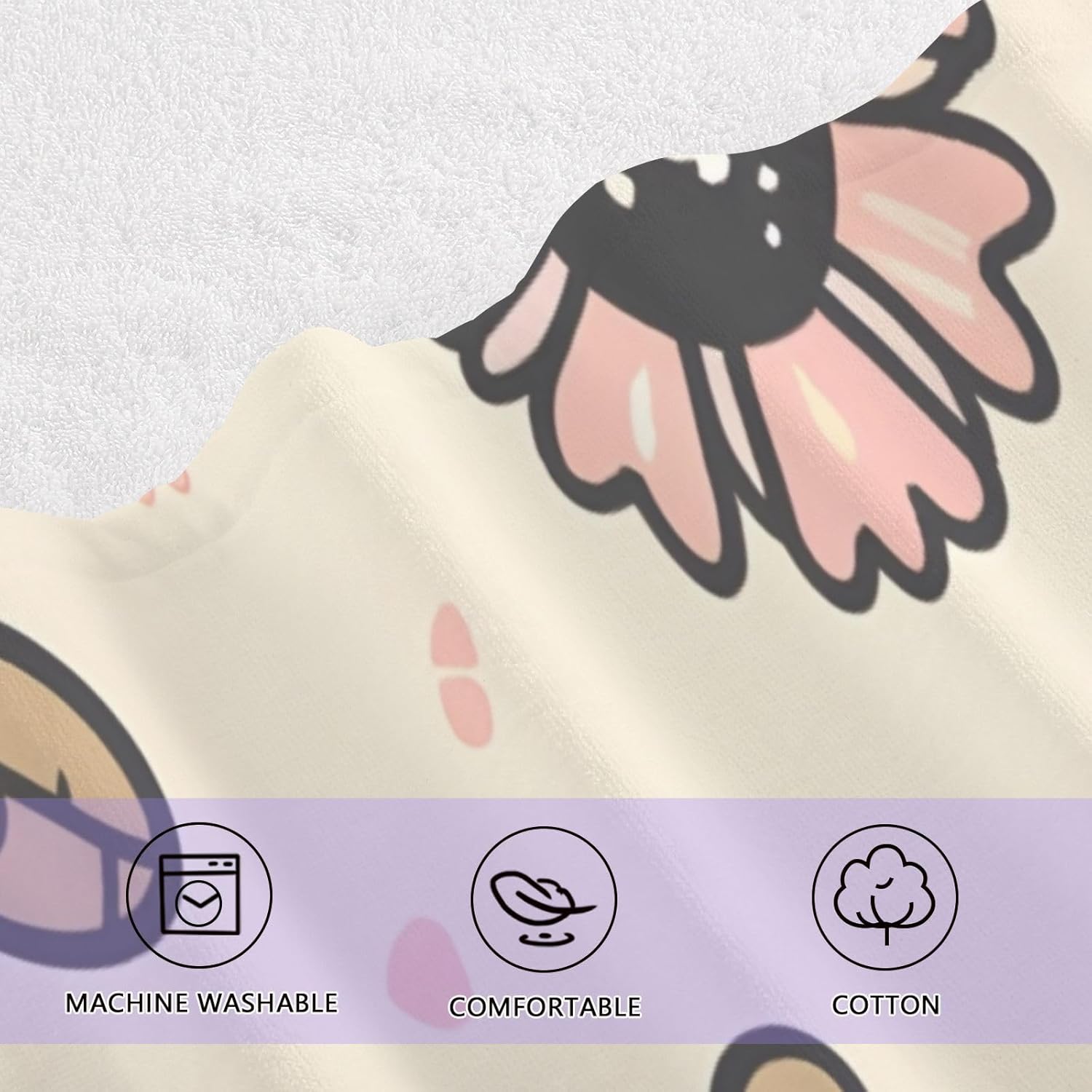 Hand Towels Premium Soft and Highly Absorbent Cute Bear Smile Face 2 Pcs Towels for Bathroom Set 100% Cotton Decorative Face Towels