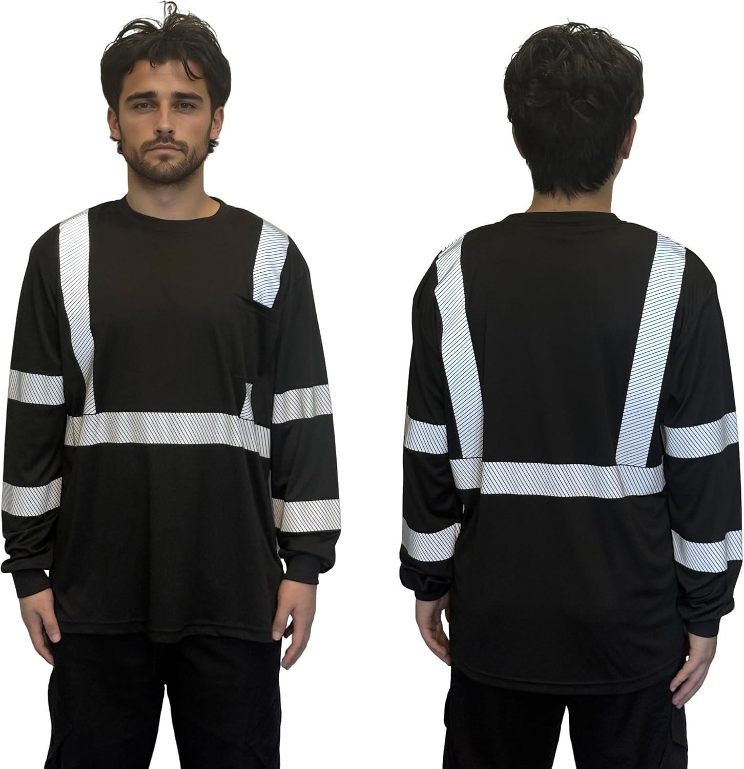 W&H Hi vis Long Sleeve Shirts for men, Safety Reflective High Visibility shirts,ANSI Class 3 Reflective Workwear, 3PK