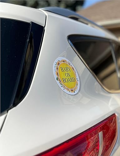 Miniatura 6 de Imán de girasol a bordo para automóvil, 5 x 5 pulgadas, calcomanía magnética para bebé a bordo para automóviles, bonita calcomanía decorativa de