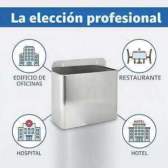 Jofel AL71601 Stainless Steel Wall Trash Can 10L – Heavy Duty Wall Trash Can – Rectangular and Removable Design for Easy Cleaning – Ideal for Kitchen, Office and Outdoor